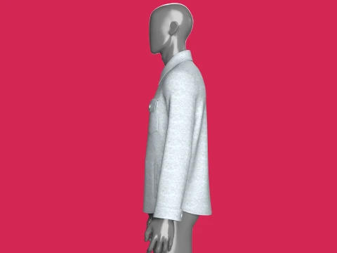 Men Full-Zip Collar Jacket With Flap Pocket 3D Model