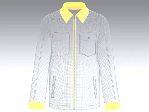 Men Full-Zip Collar Jacket With Flap Pocket 3D Model