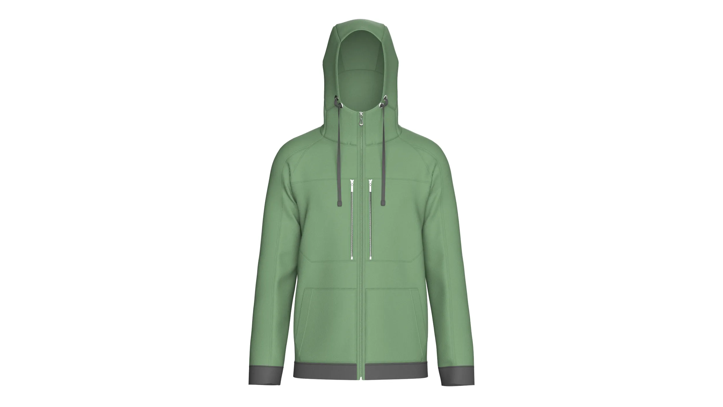Men Full-Zip High Neck Hooded Jacket 3D Model .c4d .max .obj .3ds .fbx .stl .blend 