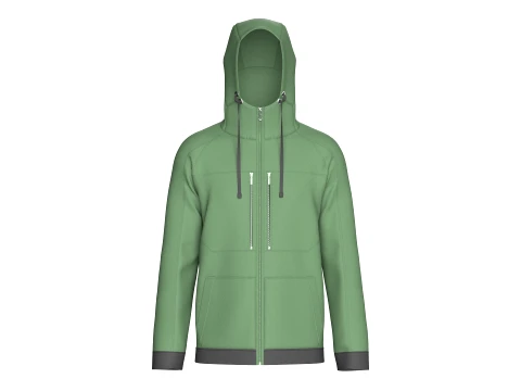 Giacca da uomo con cappuccio e collo alto con zip intera Modello 3D