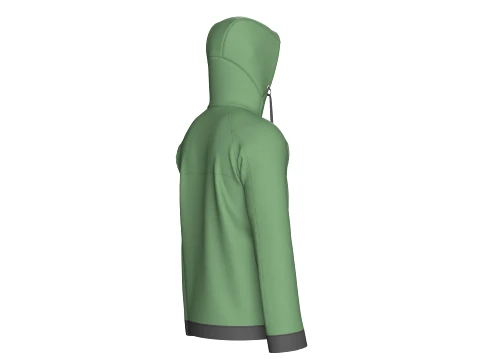 Men Full-Zip High Neck Hooded Jacket 3D Model