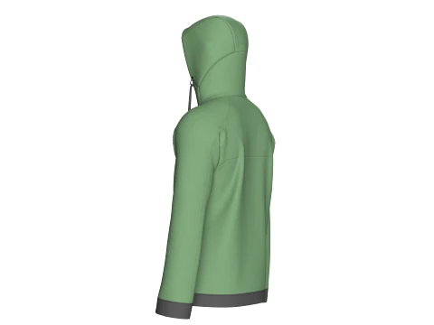Men Full-Zip High Neck Hooded Jacket 3D Model