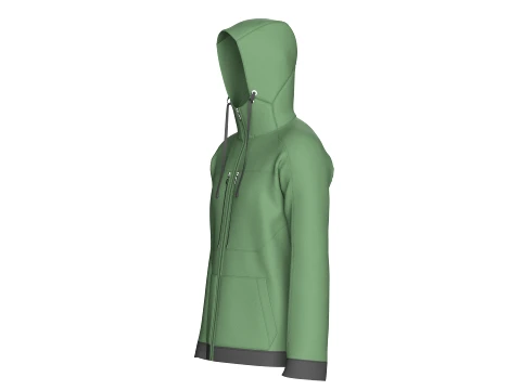 Men Full-Zip High Neck Hooded Jacket 3D Model