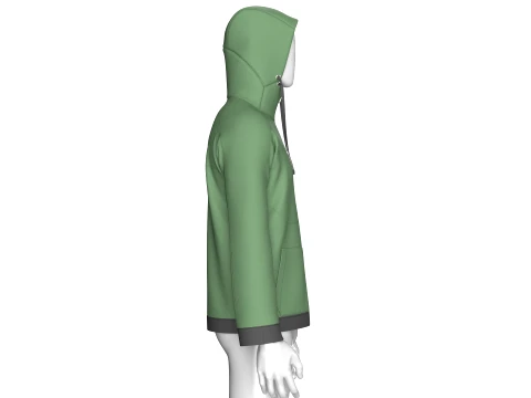 Men Full-Zip High Neck Hooded Jacket 3D Model
