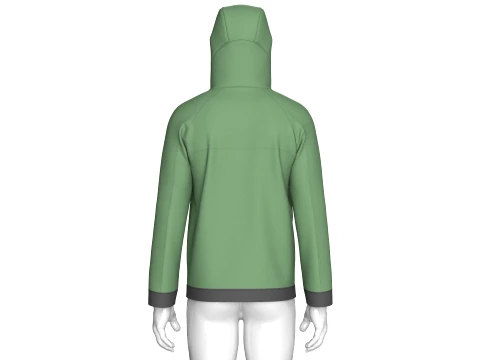 Men Full-Zip High Neck Hooded Jacket 3D Model
