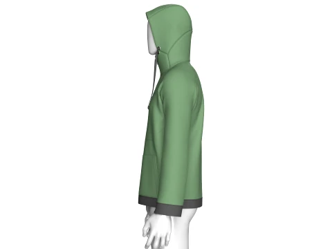 Men Full-Zip High Neck Hooded Jacket 3D Model