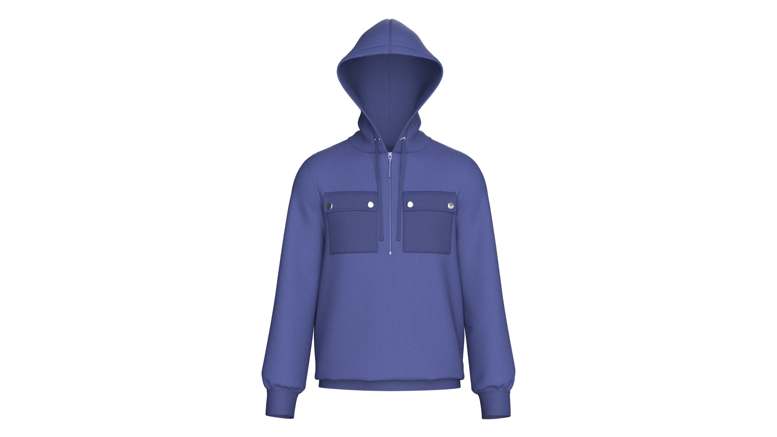 Men Half-Zip Hoodie With Chest Pocket 3D Model .c4d .max .obj .3ds .fbx .stl .blend 