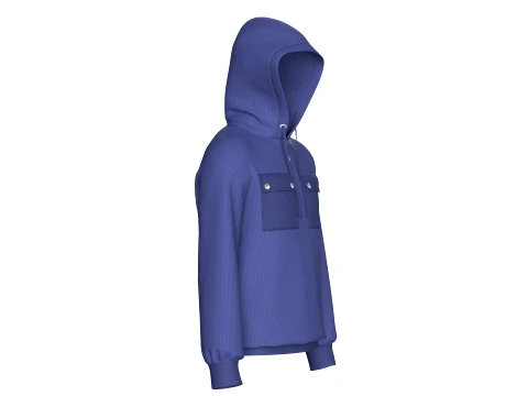 Men Half-Zip Hoodie With Chest Pocket 3D Model