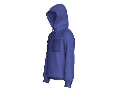 Men Half-Zip Hoodie With Chest Pocket 3D Model