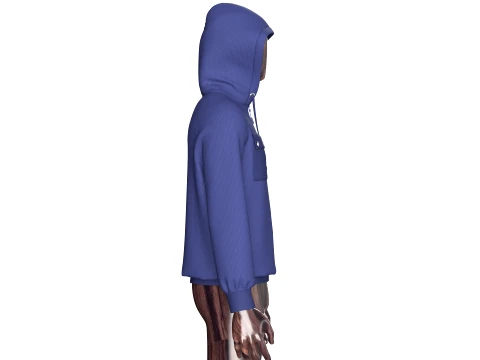 Men Half-Zip Hoodie With Chest Pocket 3D Model