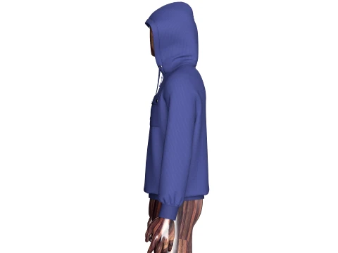 Men Half-Zip Hoodie With Chest Pocket 3D Model