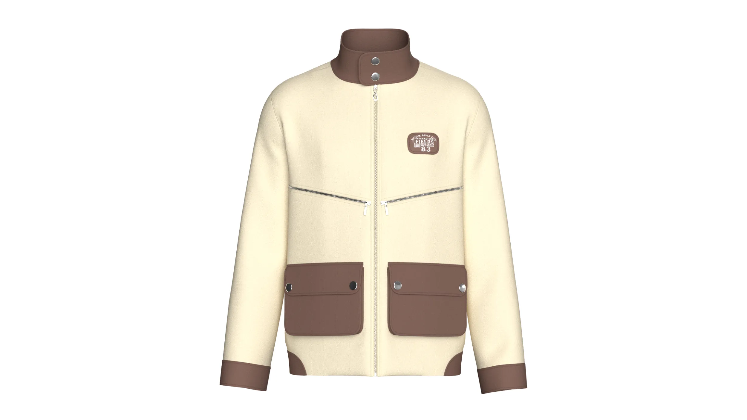 Men High Stand Snap Collar Utility Jacket 3D Model .c4d .max .obj .3ds .fbx .stl .blend 