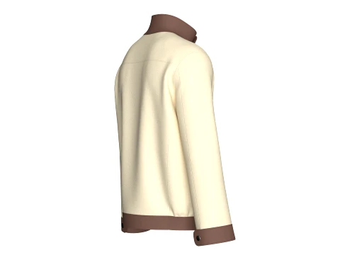 Men High Stand Snap Collar Utility Jacket 3D Model