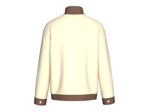 Men High Stand Snap Collar Utility Jacket 3D Model