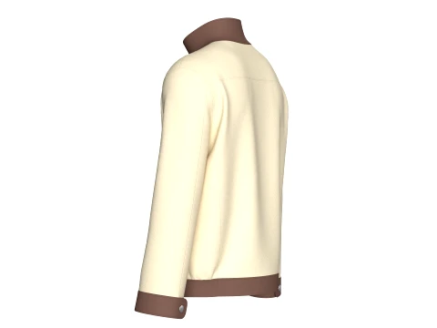 Men High Stand Snap Collar Utility Jacket 3D Model