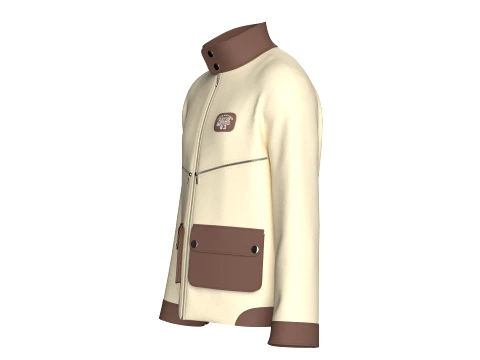 Men High Stand Snap Collar Utility Jacket 3D Model