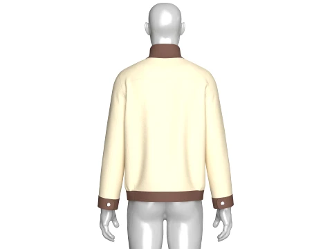 Men High Stand Snap Collar Utility Jacket 3D Model