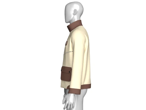 Men High Stand Snap Collar Utility Jacket 3D Model