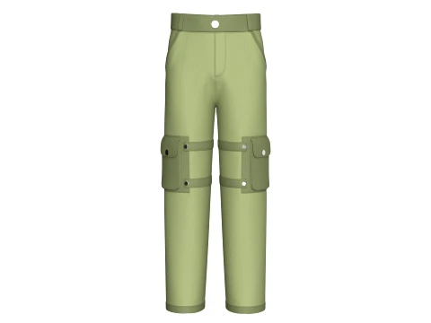 Pantaloni con tasca multi cargo da uomo a vita alta Modello 3D