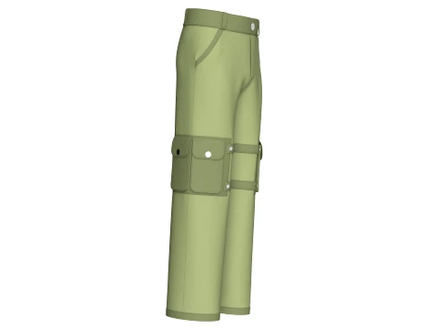 Men High-Waisted Multi Cargo Pocket Pant 3D Model