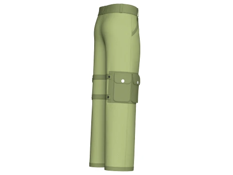 Men High-Waisted Multi Cargo Pocket Pant 3D Model