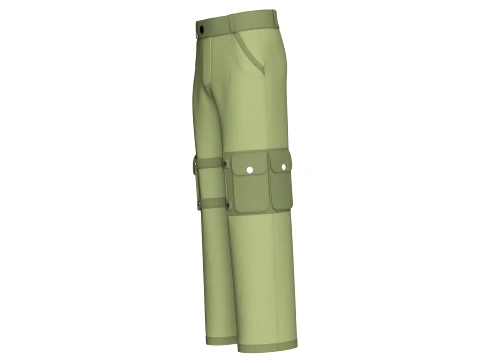 Men High-Waisted Multi Cargo Pocket Pant 3D Model
