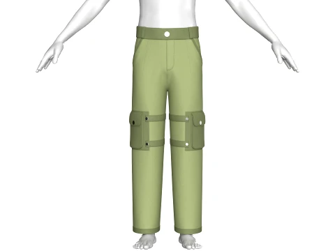 Men High-Waisted Multi Cargo Pocket Pant 3D Model