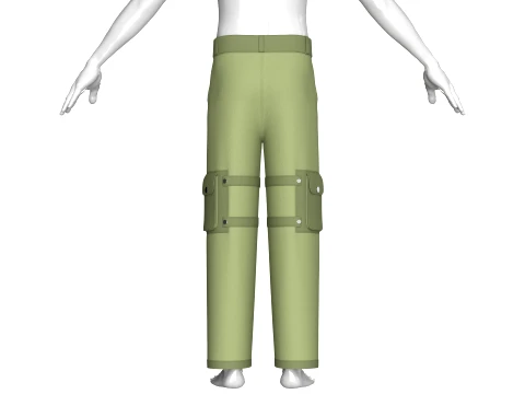 Men High-Waisted Multi Cargo Pocket Pant 3D Model