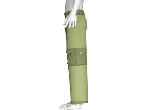 Men High-Waisted Multi Cargo Pocket Pant 3D Model