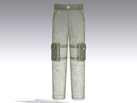 Men High-Waisted Multi Cargo Pocket Pant 3D Model