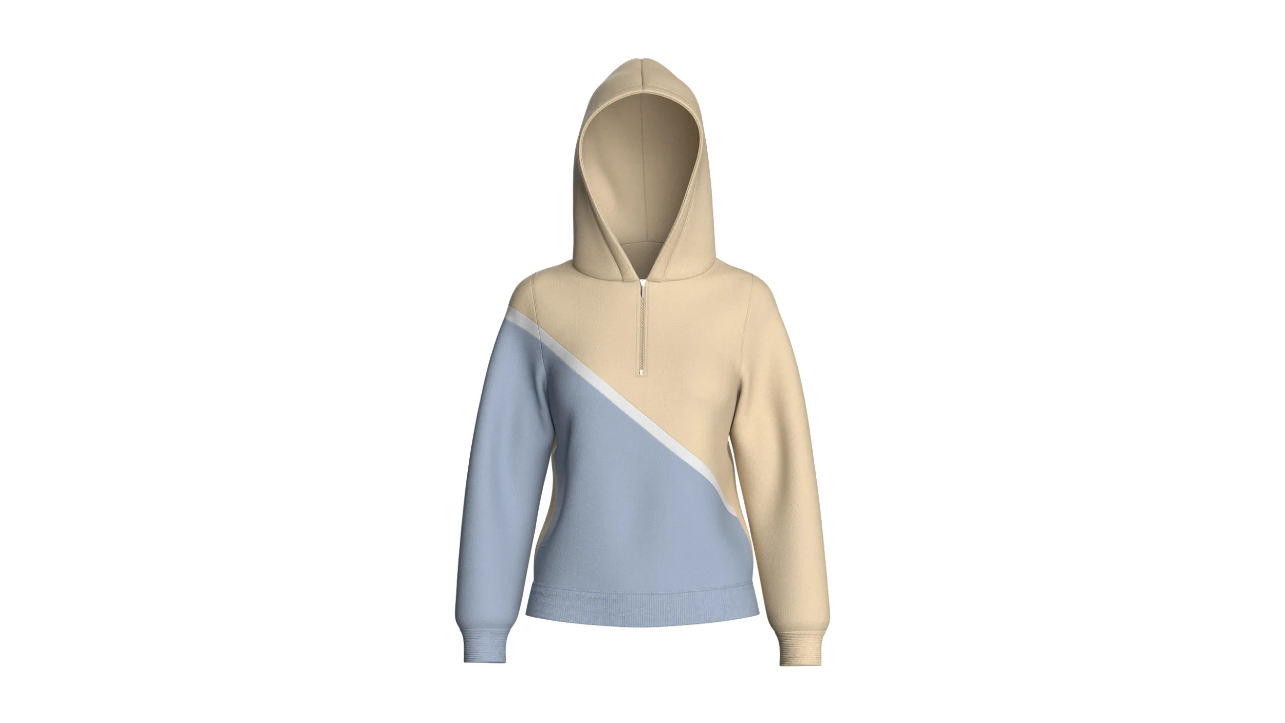 Girls Half-Zip Color Blocked Hoodie 3D Model .c4d .max .obj .3ds .fbx .stl .blend 
