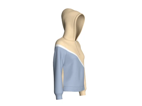 Girls Half-Zip Color Blocked Hoodie 3D Model