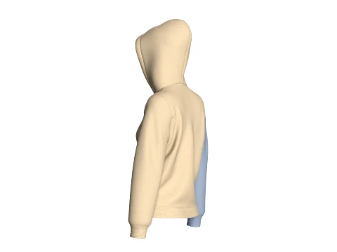 Girls Half-Zip Color Blocked Hoodie 3D Model