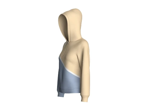Girls Half-Zip Color Blocked Hoodie 3D Model