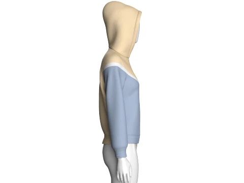 Girls Half-Zip Color Blocked Hoodie 3D Model
