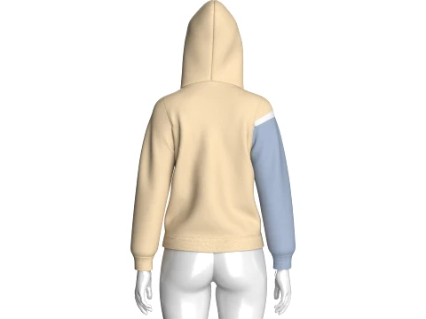 Girls Half-Zip Color Blocked Hoodie 3D Model