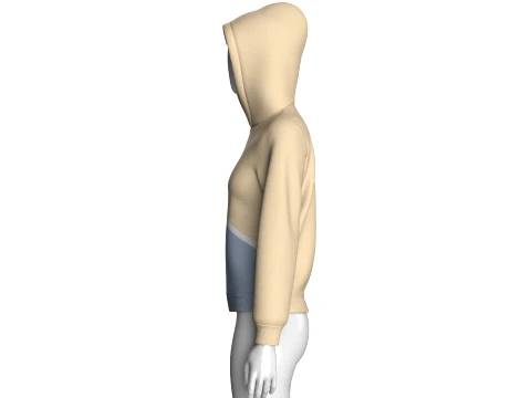 Girls Half-Zip Color Blocked Hoodie 3D Model