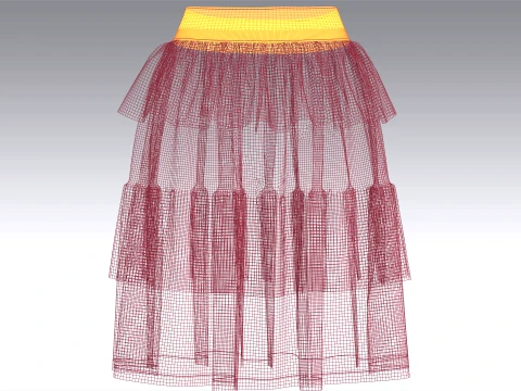 Girls Floral Printed Ruffled Midi Skirt 3D Model