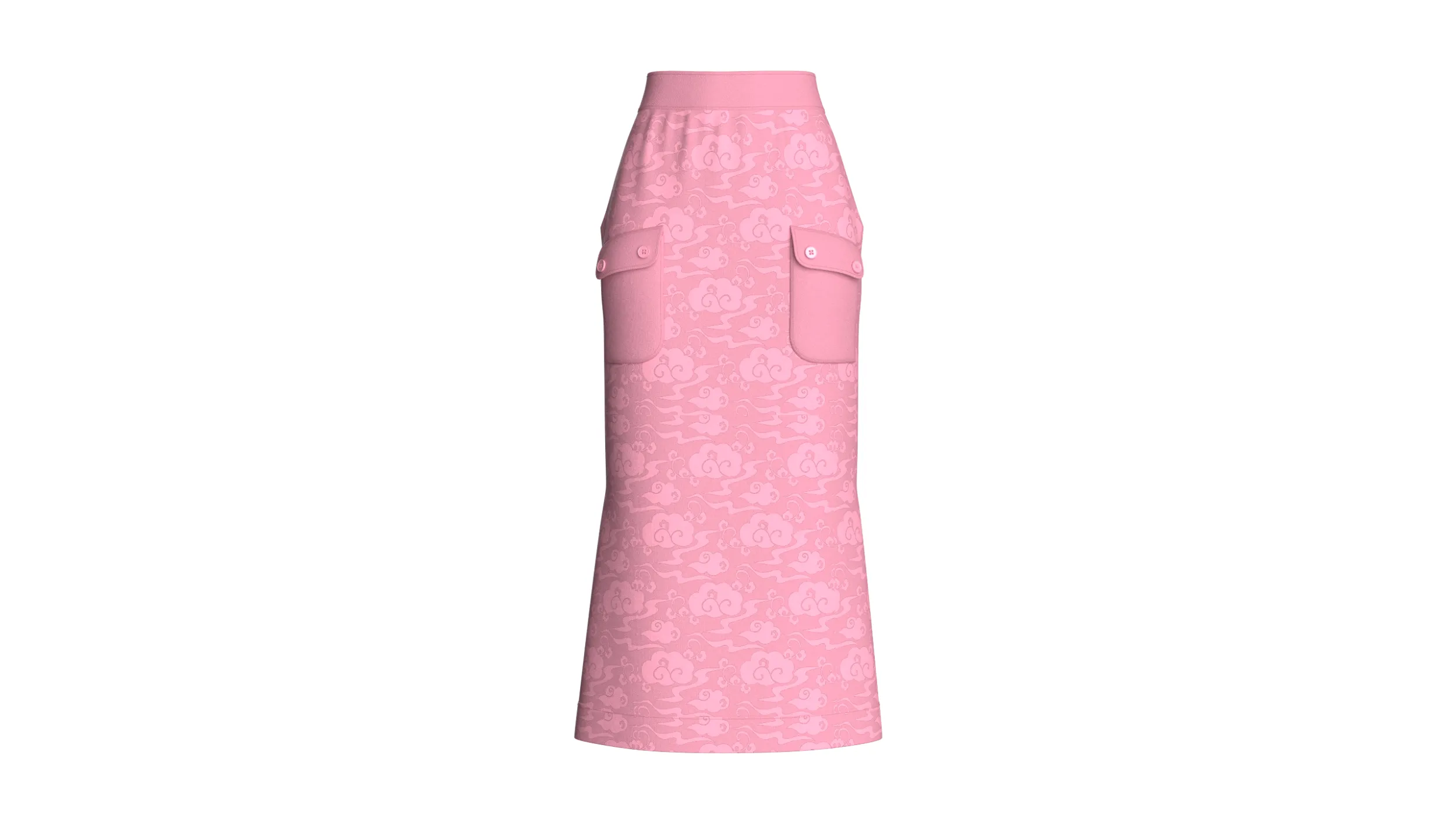 Girls High-Waisted Printed Maxi Skirt 3D Model .c4d .max .obj .3ds .fbx .stl .blend