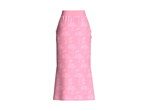 Girls High-Waisted Printed Maxi Skirt 3D Model