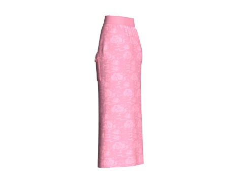 Girls High-Waisted Printed Maxi Skirt 3D Model