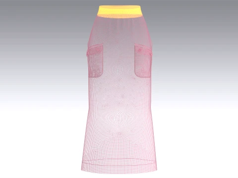 Girls High-Waisted Printed Maxi Skirt 3D Model