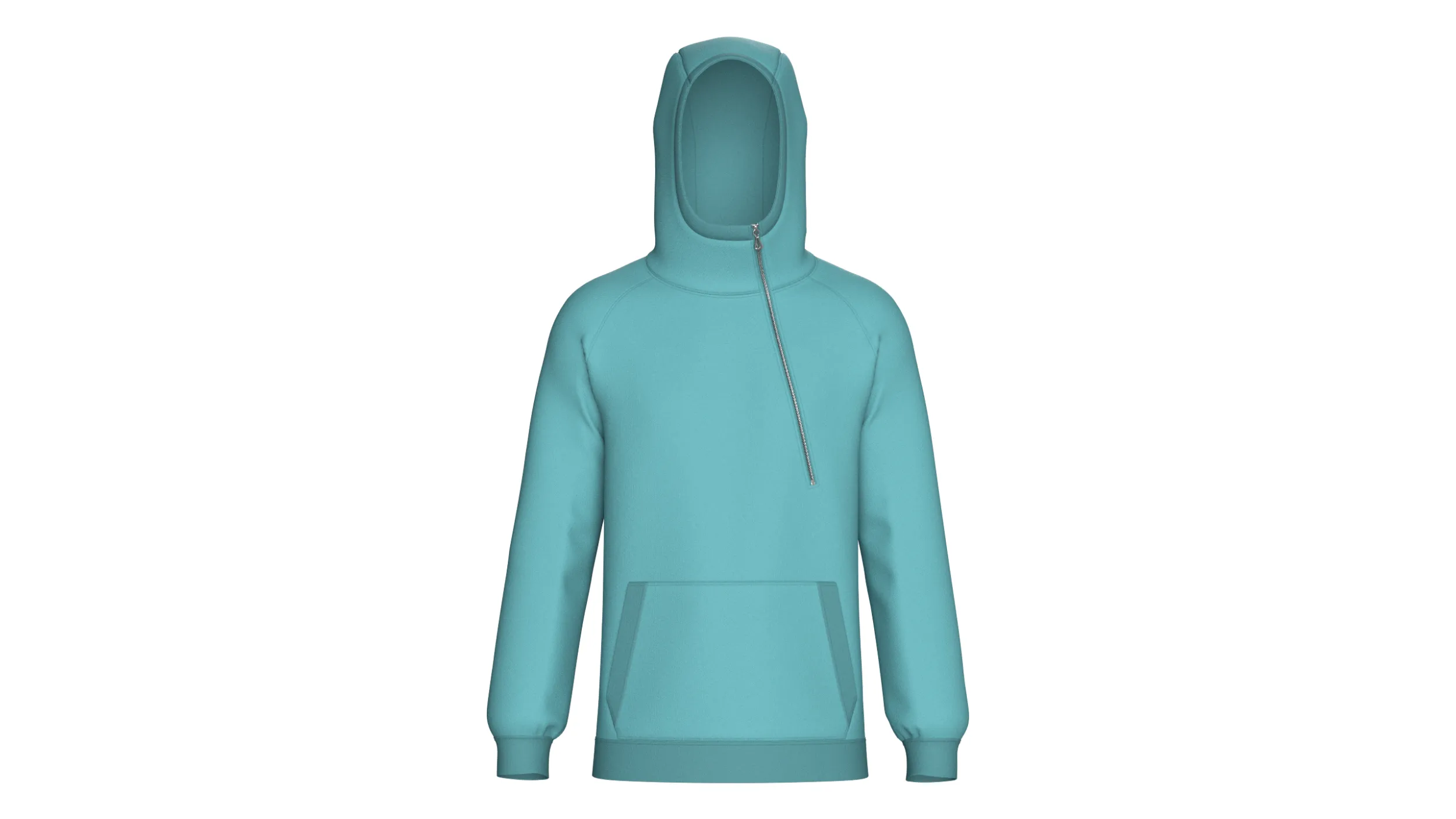 Men Side-Zip High Neck Hoodie With Pocket 3D Model .c4d .max .obj .3ds .fbx .stl .blend 