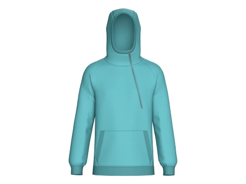 Men Side-Zip High Neck Hoodie With Pocket 3D Model