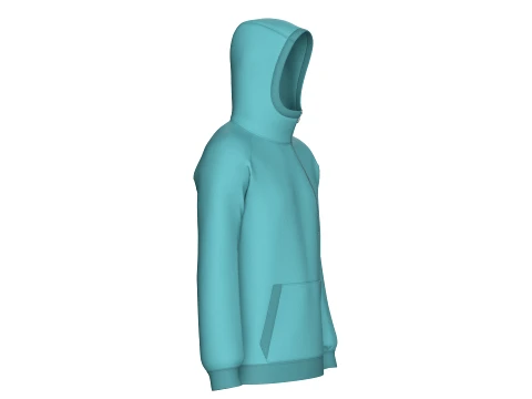 Men Side-Zip High Neck Hoodie With Pocket 3D Model