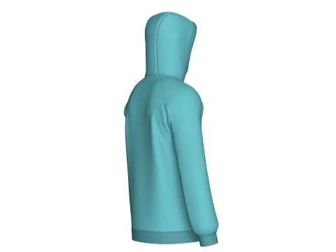Men Side-Zip High Neck Hoodie With Pocket 3D Model