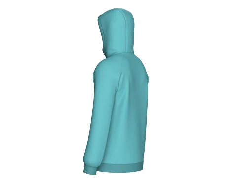 Men Side-Zip High Neck Hoodie With Pocket 3D Model