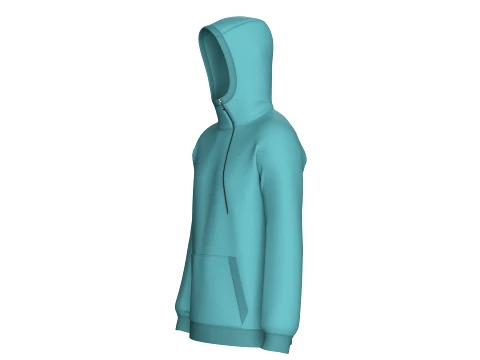 Men Side-Zip High Neck Hoodie With Pocket 3D Model