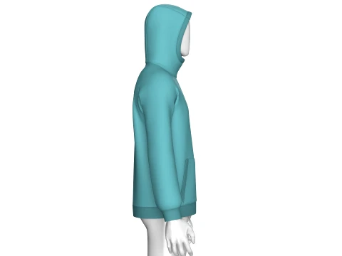 Men Side-Zip High Neck Hoodie With Pocket 3D Model