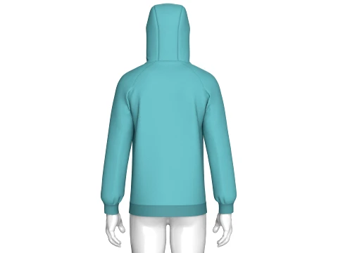 Men Side-Zip High Neck Hoodie With Pocket 3D Model